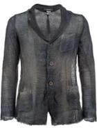 Avant Toi Distressed Knit Blazer, Men's, Size: Xl, Blue, Cotton/linen/flax