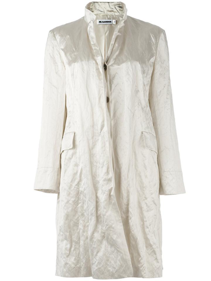 Jil Sander Single-breasted Coat, Women's, Size: 36, Nude/neutrals, Cotton/viscose/metal/cupro