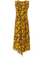 Kenzo Floral Leaf Midi Dress - Yellow & Orange