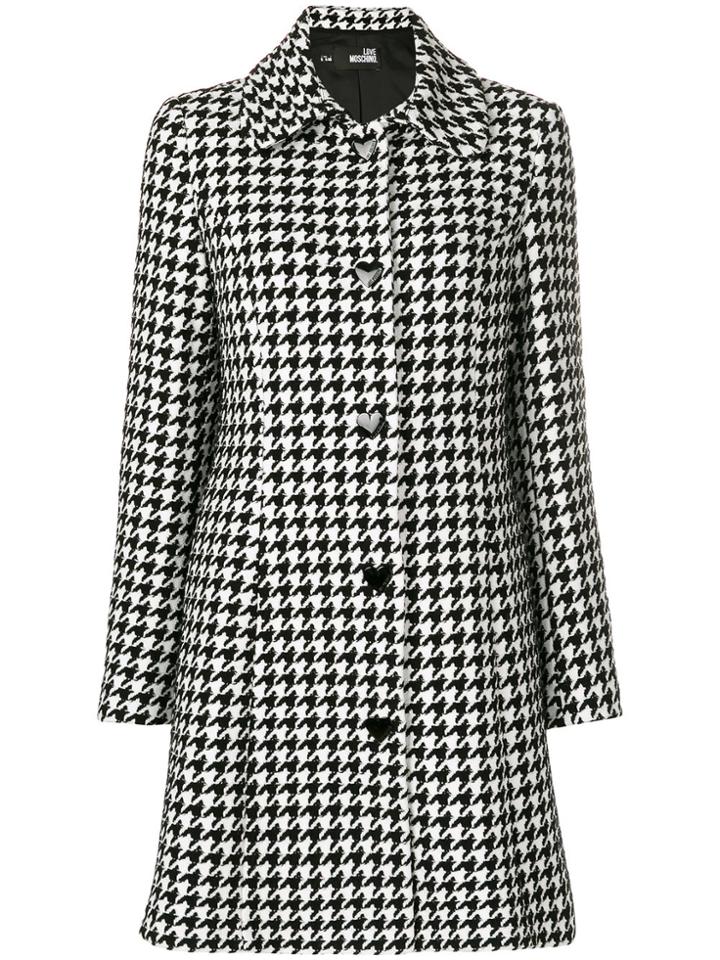 Love Moschino Houndstooth Print Coat - Black
