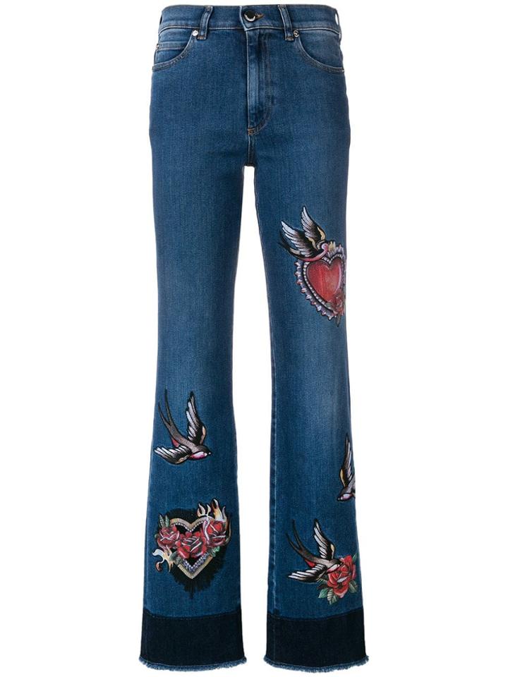 Red Valentino Embroidered Bootcut Jeans - Blue