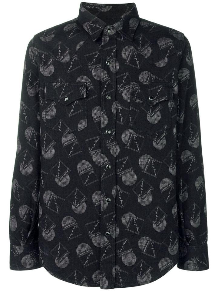 Saint Laurent Vinyl Record Print Shirt - Black