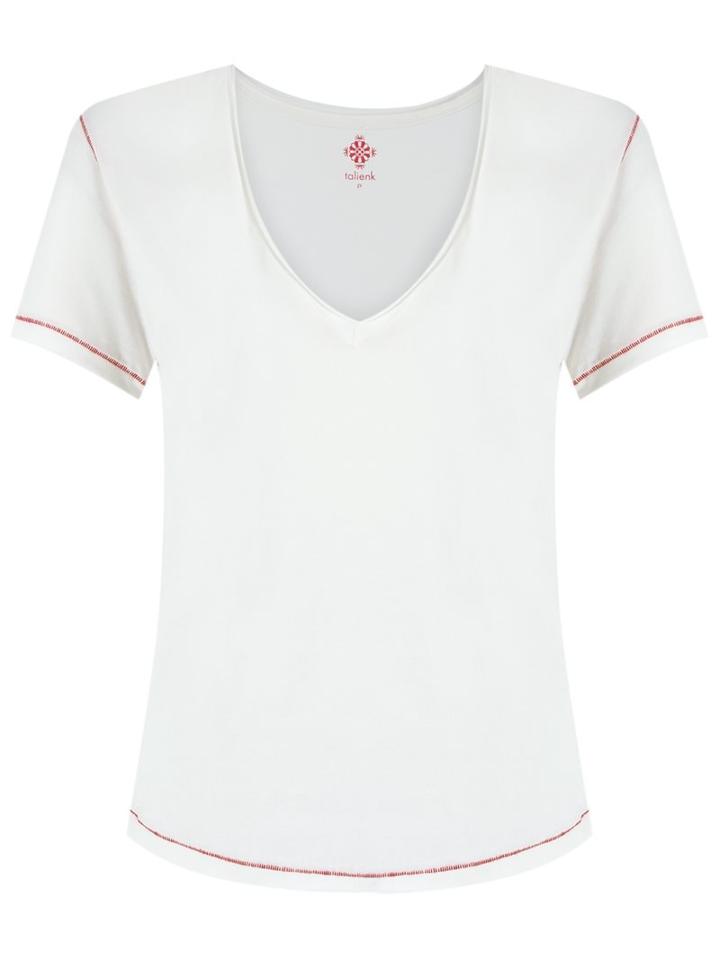Talie Nk V-neck T-shirt, Women's, Size: Medium, White, Cotton