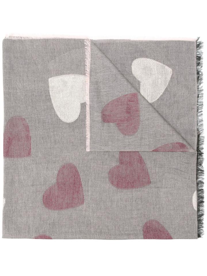 Twin-set Heart Print Scarf - Grey