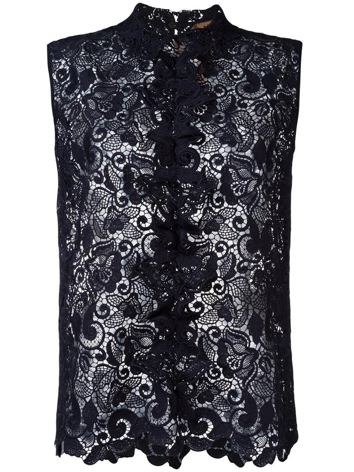No21 - Sleeveless Lace Blouse - Women - Polyester - 40, Blue, Polyester