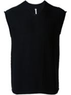 Label Under Construction Pleated Panel Sleeveless Jumper, Men's, Size: 52, Black, Cotton
