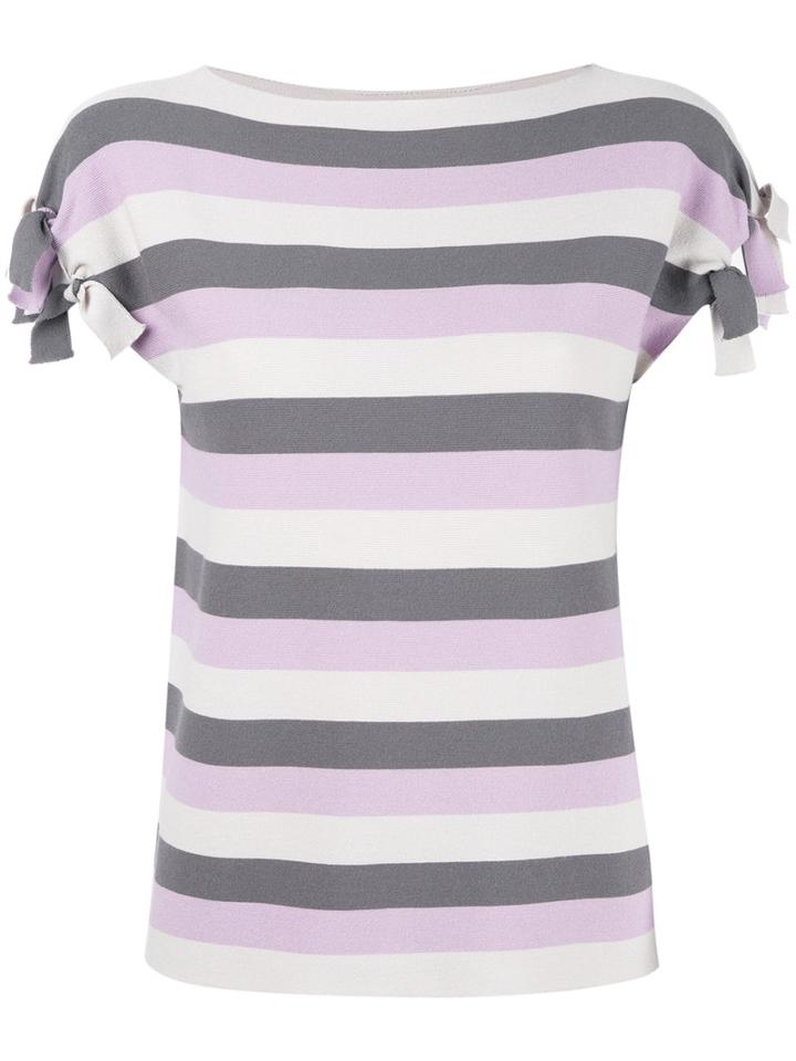 Emporio Armani Striped T-shirt, Women's, Size: 44, Pink/purple, Viscose/polyester