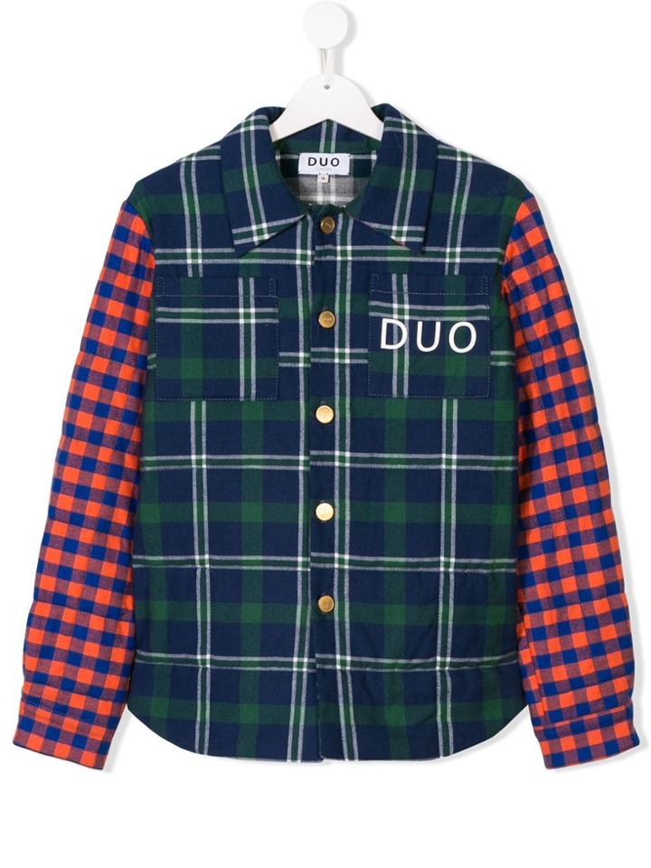 Natasha Zinko Kids Teen Check Shirt Jacket - Green