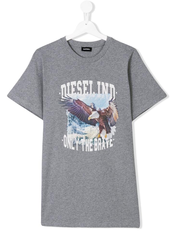 Diesel Kids Teen Printed T-shirt - Grey