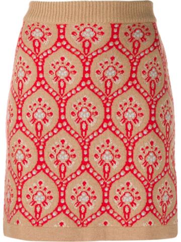 Be Blumarine Knitted Patterned Skirt - Neutrals