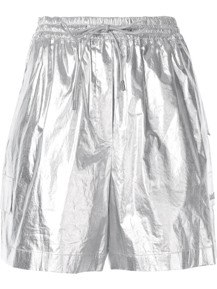 Juun.j Foil Drawstring Shorts - Silver