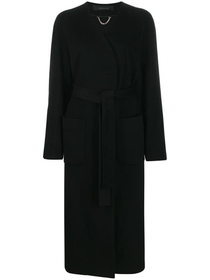 Federica Tosi Belted Long Coat - Black