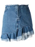 Marques'almeida Frayed Draped Hem Skirt, Women's, Size: 8, Blue, Cotton