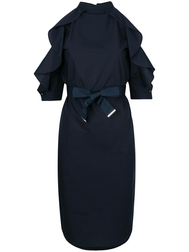 Pinko Dropped Frill Shoulders Shirt Dress - Blue