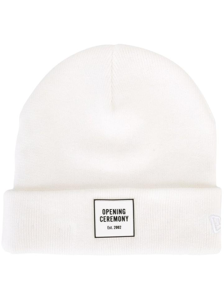 Opening Ceremony Logo Patch Beanie, Men's, White, Cotton/acrylic