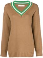 Tela V-neck Jumper - Brown