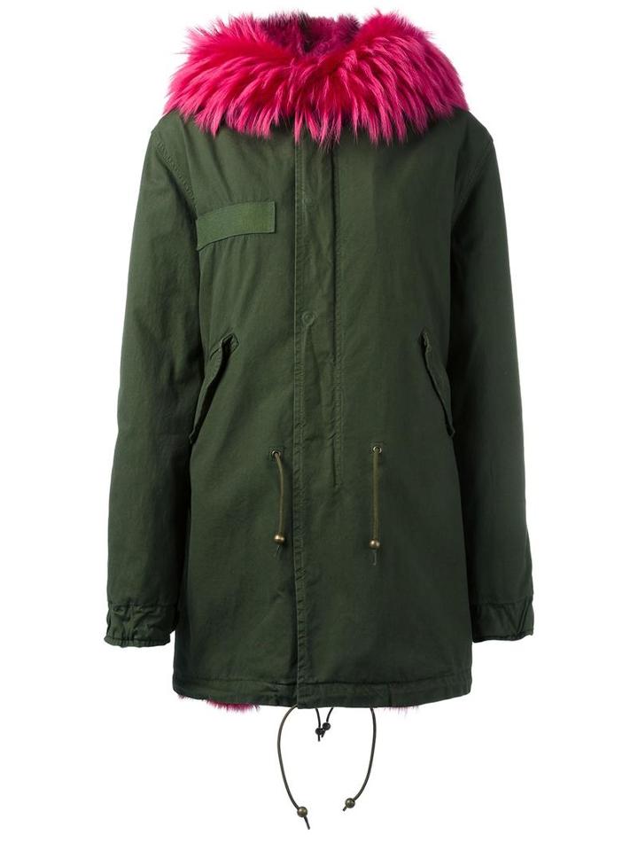 Mr & Mrs Italy Fur Lined Parka, Women's, Size: Xs, Green, Cotton/lamb Skin/coyote Fur/racoon Fur