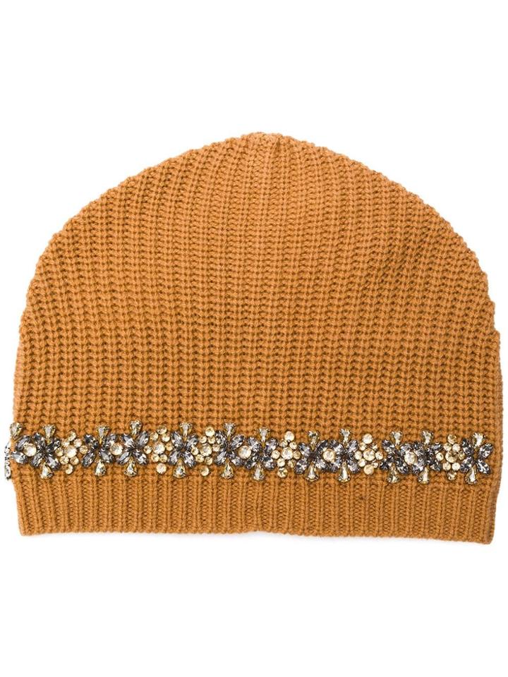 Semicouture Crystal Detail Beanie - Yellow & Orange