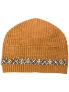 Semicouture Crystal Detail Beanie - Yellow & Orange