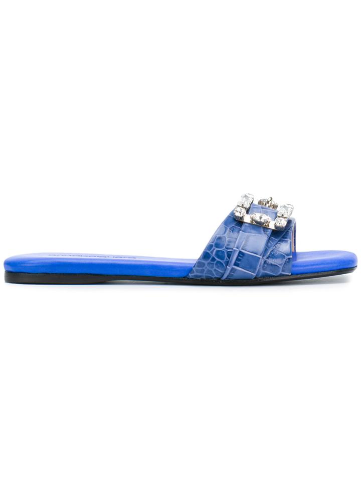 Anna Baiguera Buckled Mules - Blue