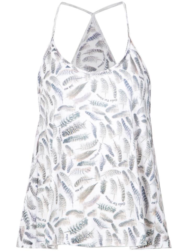 Andrea Bogosian Feather Printed Top - White