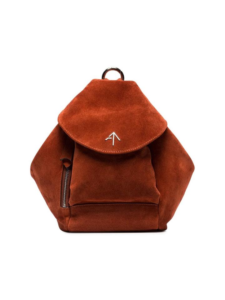 Manu Atelier Brown Mini Fernweh Suede Shoulder Bag - Yellow & Orange
