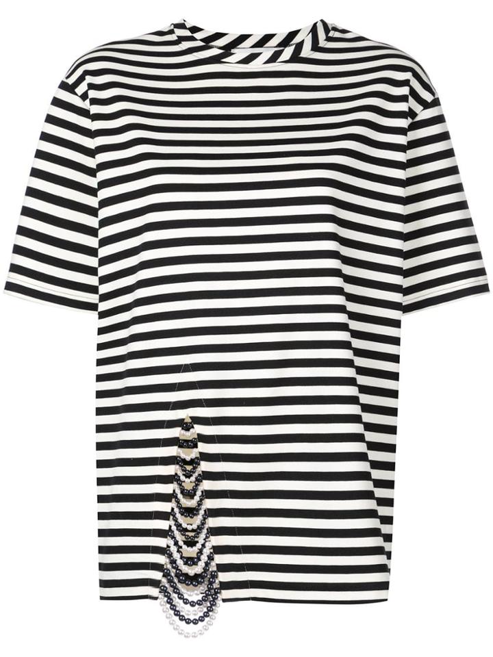 Monse Embellished Striped T-shirt - Black