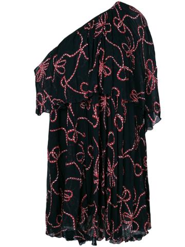 Pinko Loop Print One Shoulder Dress - Blue