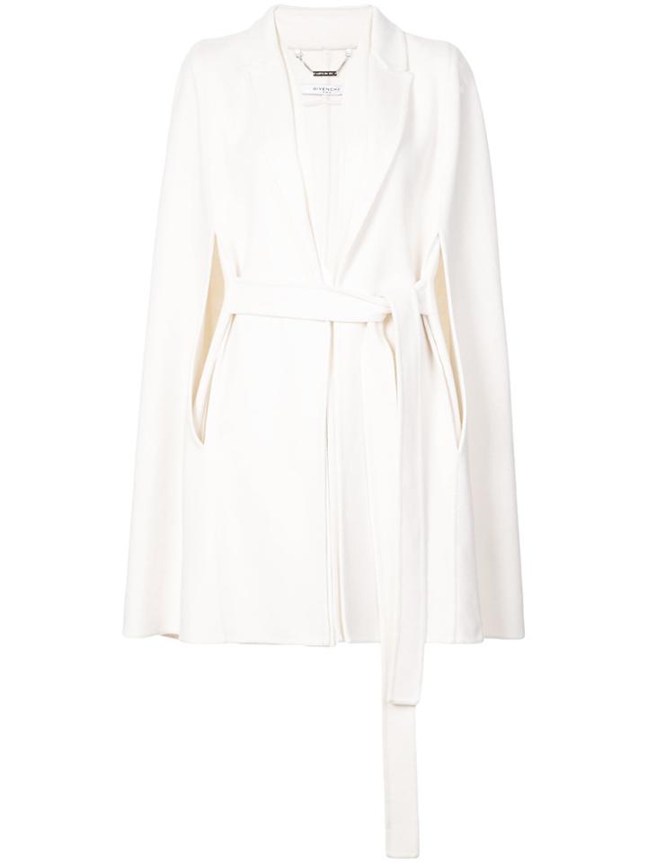 Givenchy Belted Sleeveless Draped Coat - White