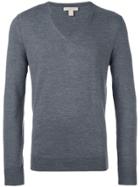 Burberry V Neck Jumper - Grey