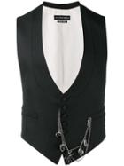 Alexander Mcqueen Chain Detail Waistcoat, Men's, Size: 52, Black, Viscose/wool/cotton