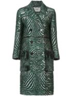 Fendi - Double Breasted Zebra Coat - Women - Silk/acrylic/polyamide/wool - 38, Green, Silk/acrylic/polyamide/wool