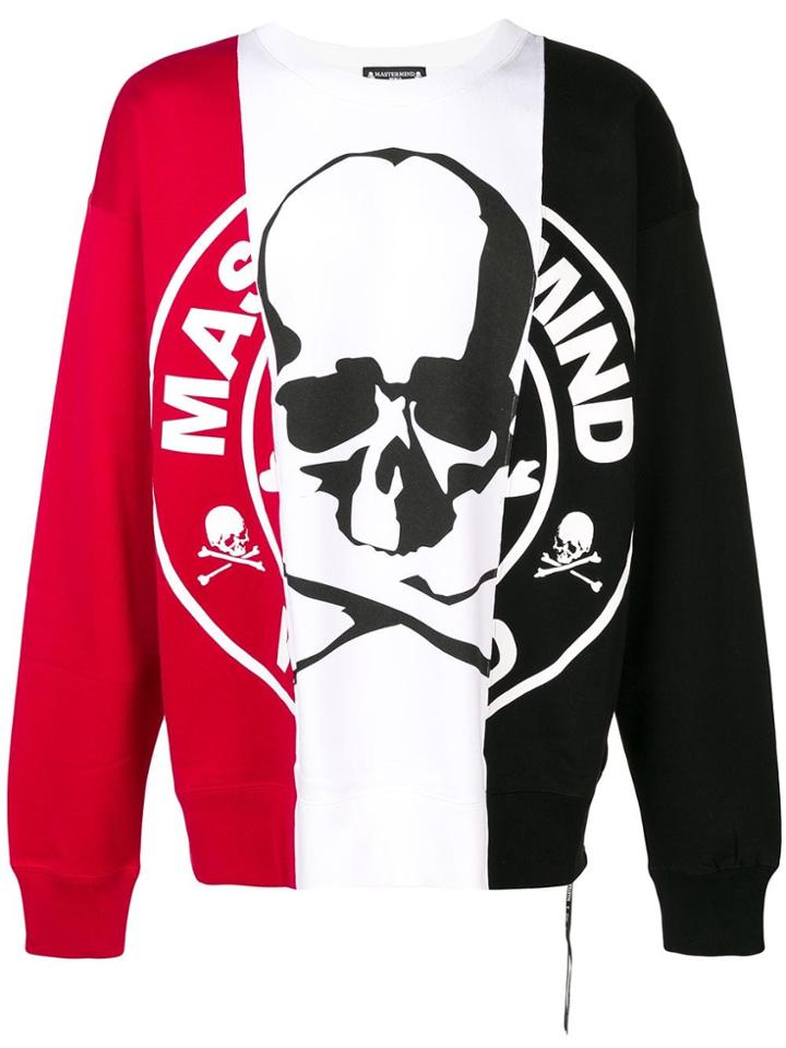Mastermind World Striped Skull Jumper - White