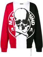 Mastermind World Striped Skull Jumper - White