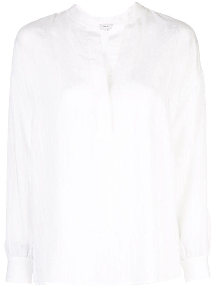 Vince Striped Tunic Style Blouse - White