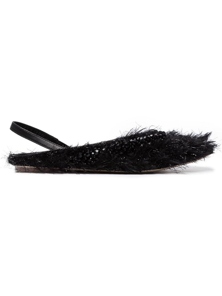 Simone Rocha Black 5 Tinsel Flat Mules