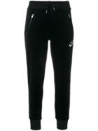 Nike Velour Logo Embroidered Track Pants - Black
