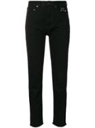 Saint Laurent Raw Cropped Slim Fit Jeans - Black