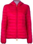 Save The Duck Hooded Puffer Jacket, Women's, Size: 1, Red, Nylon