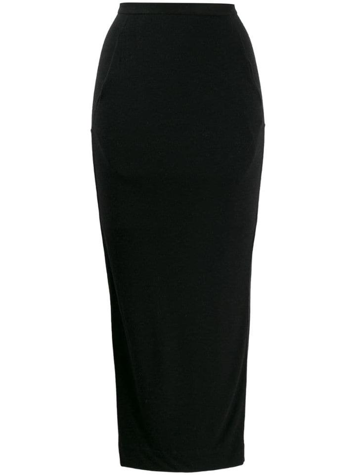 Rick Owens Lilies Fine Knit Midi Skirt - Black