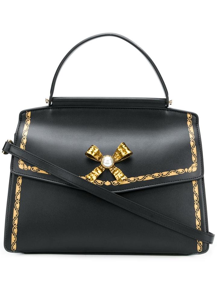 Tosca Blu Embellished Bow Tote - Black