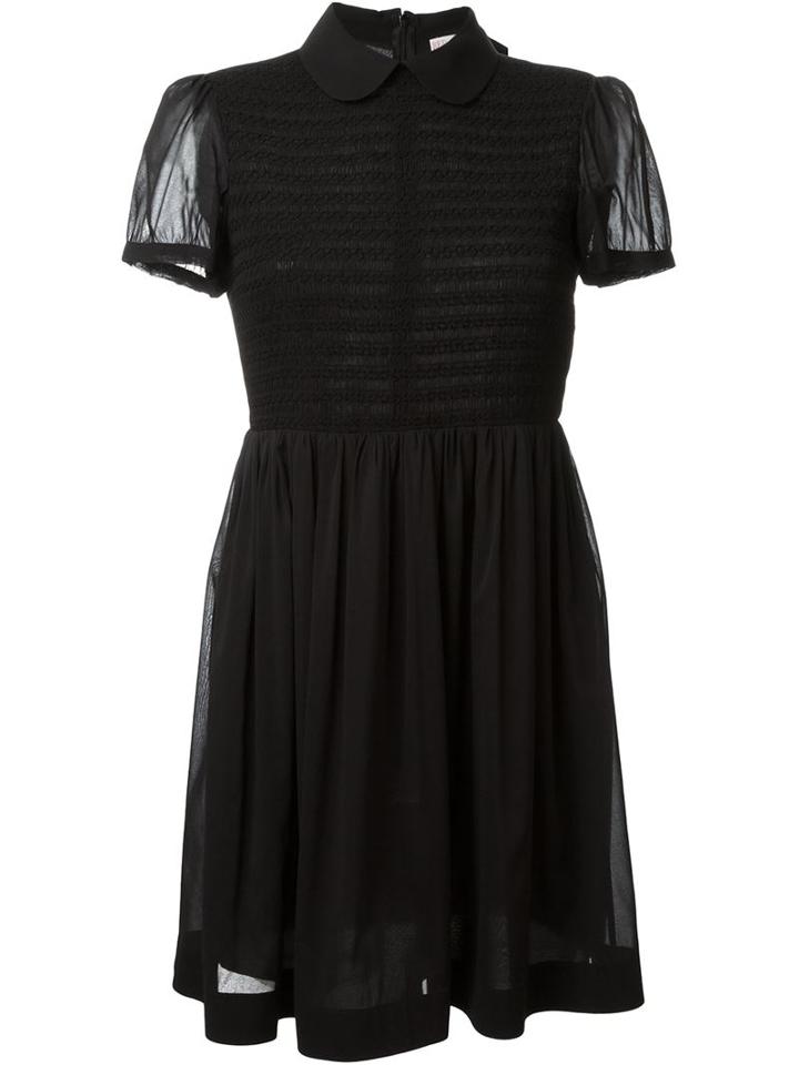 Red Valentino Smocked Dress, Women's, Size: 42, Black, Silk/spandex/elastane/polyester