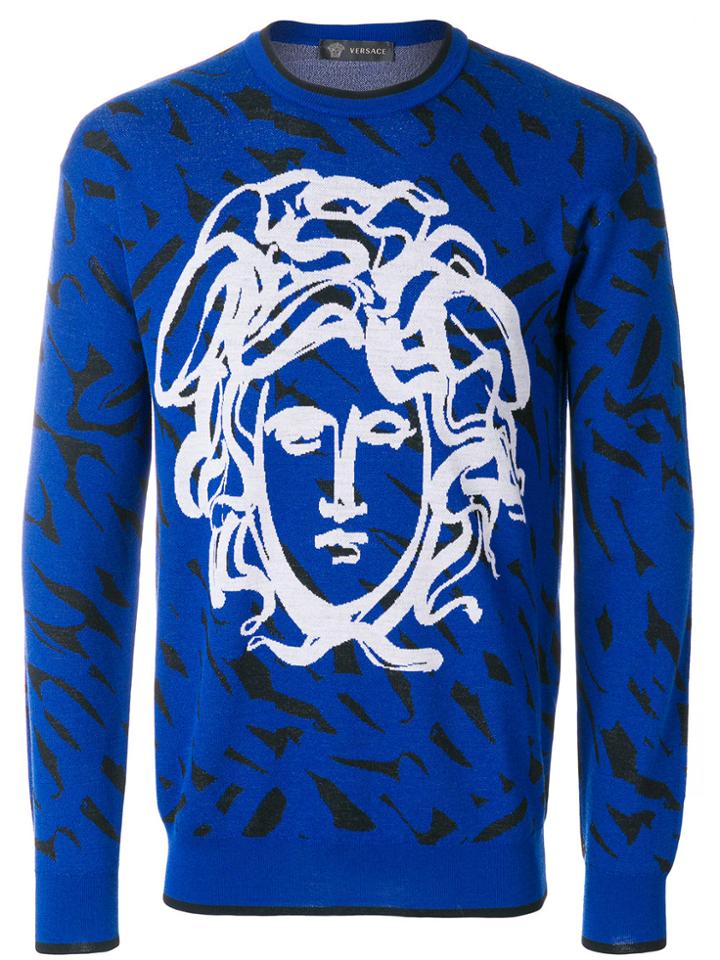 Versace Painted Medusa Jumper - Blue