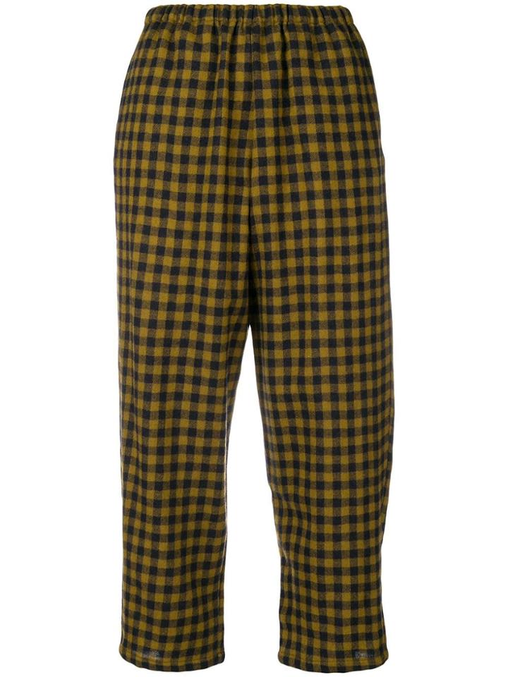 Apuntob Checked Cropped Trousers - Green