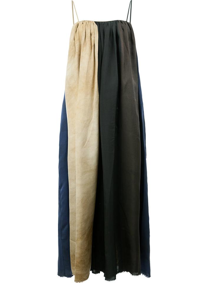 Uma Wang Colour Block Long Dress, Women's, Size: Medium, Blue, Cupro/viscose