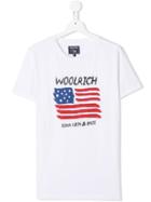 Woolrich Kids Teen Flag Print T-shirt - White