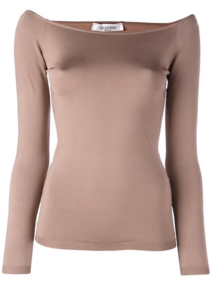 Valentino Boat Neck Jumper, Women's, Size: Medium, Nude/neutrals, Silk/polyamide/spandex/elastane