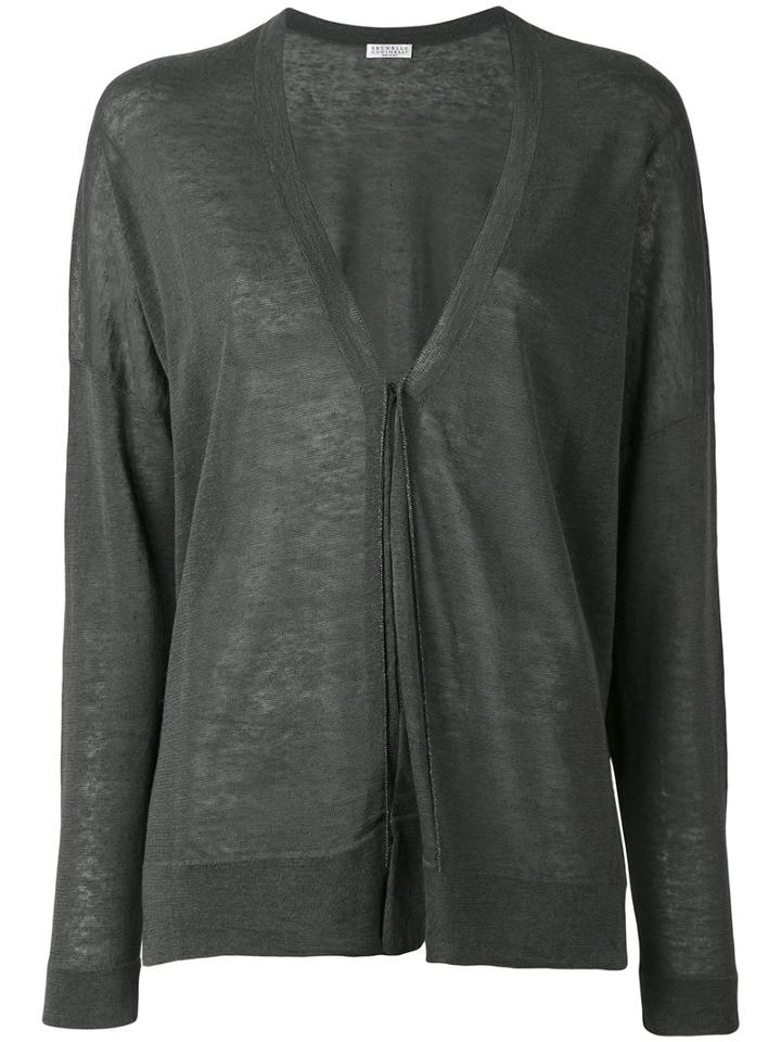Brunello Cucinelli - Longsleeve Cardigan - Women - Linen/flax/polyamide - L, Green, Linen/flax/polyamide