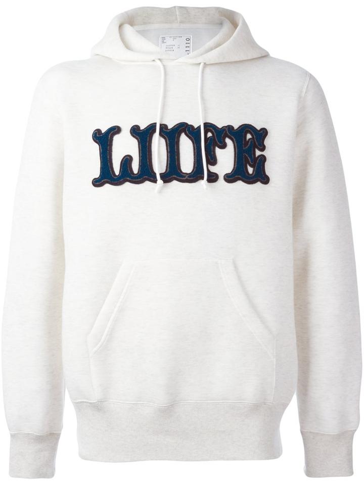 Sacai Liife Applique Hoodie, Men's, Size: 1, Nude/neutrals, Cotton/nylon