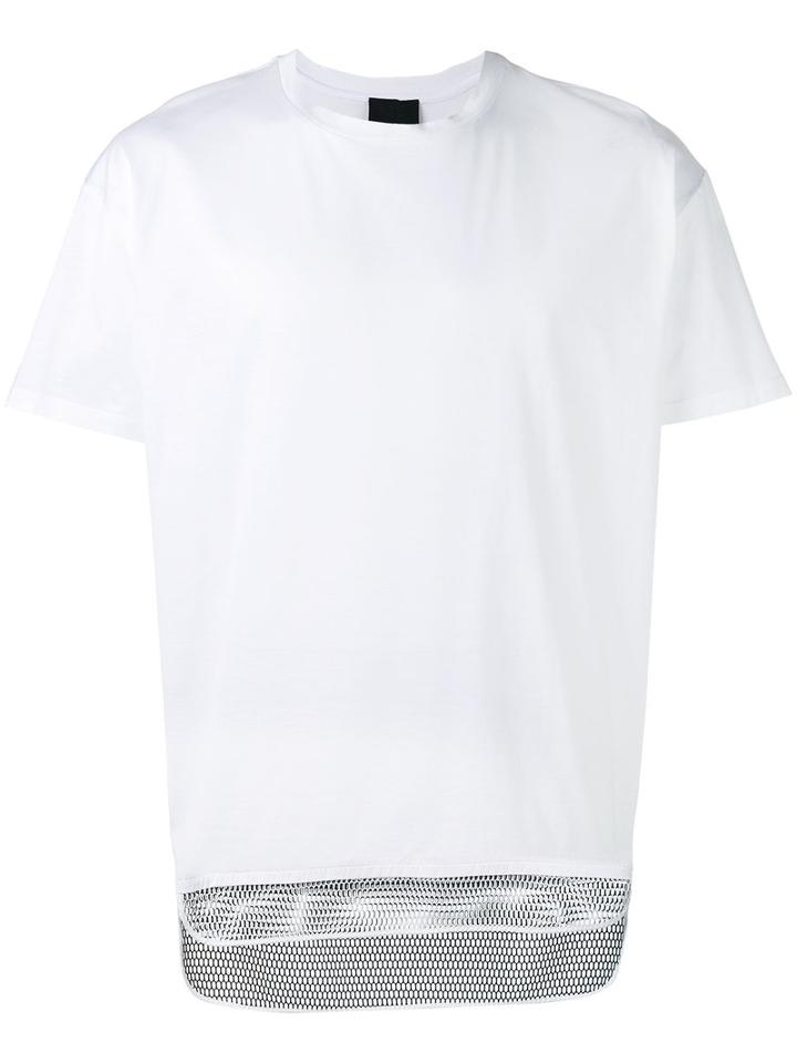 Les Hommes - Mesh Hem T-shirt - Men - Cotton/polyester - M, White, Cotton/polyester
